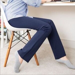 Betabrand Straight Leg Dress Pant Yoga Pant Navy Blue